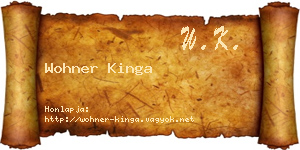 Wohner Kinga névjegykártya